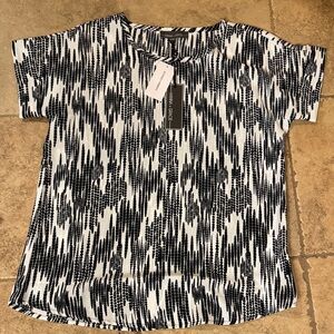 Monaco Abstract Black and White Short Sleeve Top